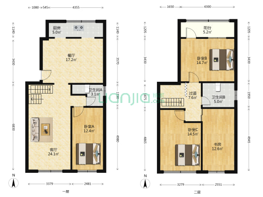 银杏花园 4室2厅2卫 167平方
