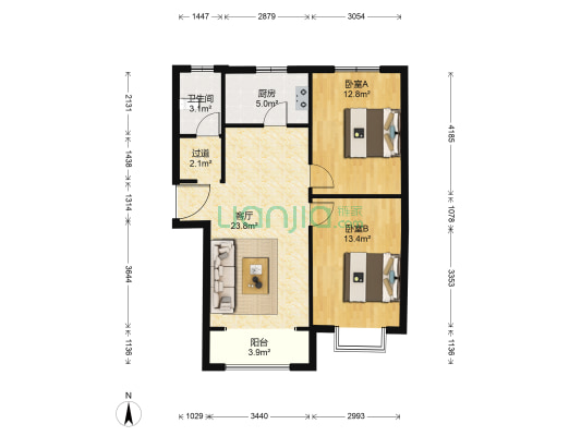 瑞地新居时代 2室1厅1卫 96平方