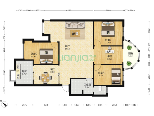新迎小区十组团 4室2厅1卫 118平方