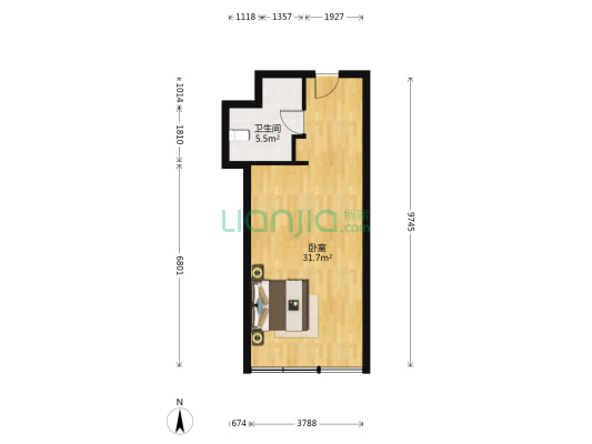 世茂国际广场 1室0厅1卫 56平方