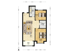 南北通透两居室随意装修 环境好 人车分流 交通便利-涿州香邑溪谷悦都小区户型图