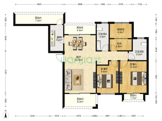 棕榈湾 3室1厅2卫 118平方