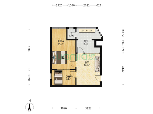 交易路59号 2室1厅1卫 60平方