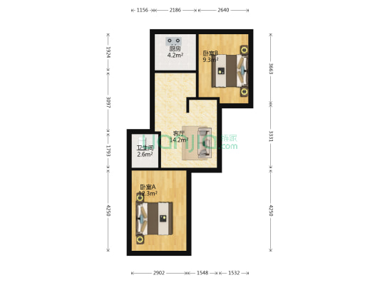 三木花园B区 2室1厅1卫 63平方