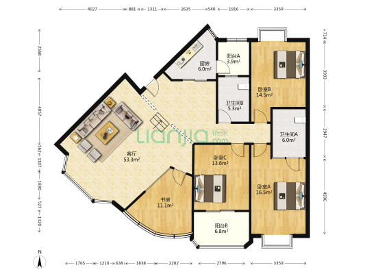 湖景庭 4室1厅2卫 162平方
