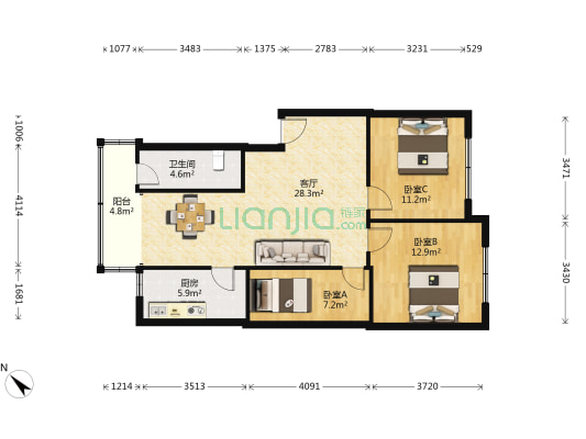 紫竹中街44号 3室1厅1卫 92平方