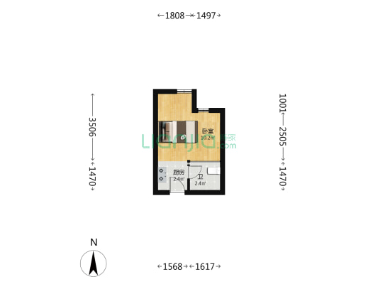 欣嘉园公寓 1室0厅1卫 28平方