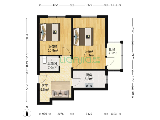 台基厂头条14号院 2室1厅1卫 59平方