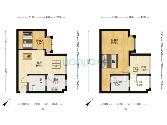 幸福时光 2室1厅2卫 84平方