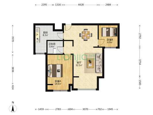 句容城西商品博览中心 2室1厅1卫 92平方