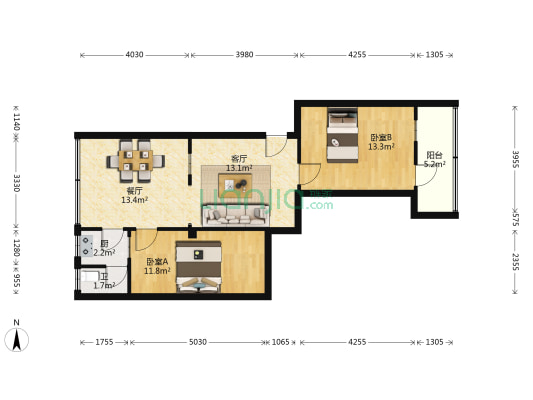 外贸小区 2室2厅1卫 75平方