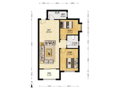 眀厨卫2居 精装修 中楼层 带家具家电 厅带阳台-涿州鸿坤理想湾北区户型图