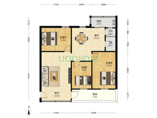 永兴巷7号 3室2厅2卫 88平方