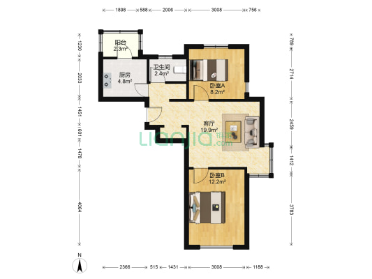 海颂园 2室1厅1卫 78平方