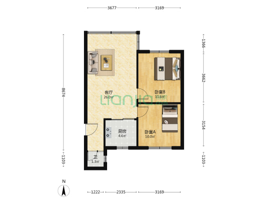银竹苑4区 2室1厅1卫 74平方