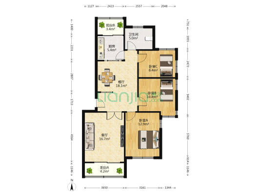 瞿塘峡路 3室2厅1卫 102平方