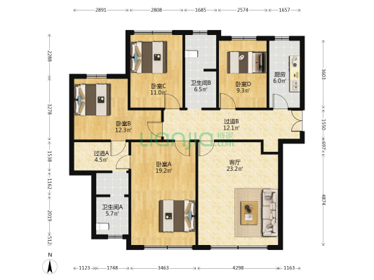 星海朗庭 4室1厅2卫 147平方