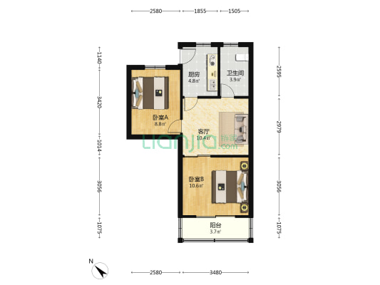 西苏州路1801号 2室1厅1卫 55平方