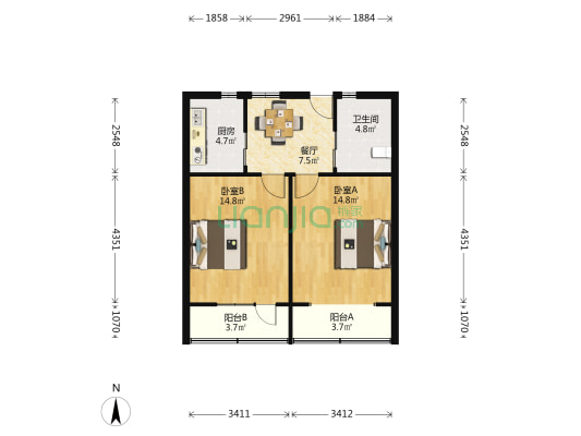 柳州路200号—柳州路210号 2室1厅1卫 64平方