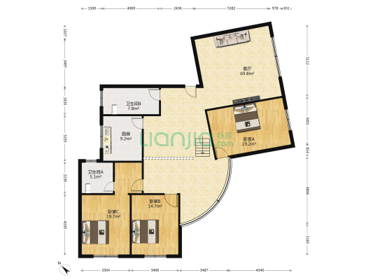 世纪新村 3室1厅2卫 174平方