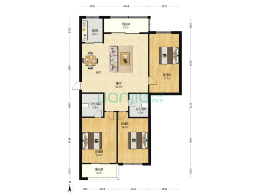 融鑫花园 3室1厅2卫 135平方