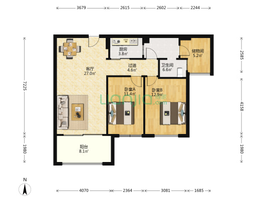 金谷豪庭 2室1厅1卫 98平方