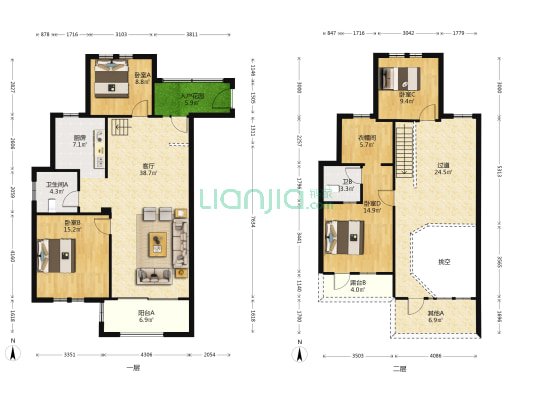 正祥林语墅二期 4室1厅2卫 161平方