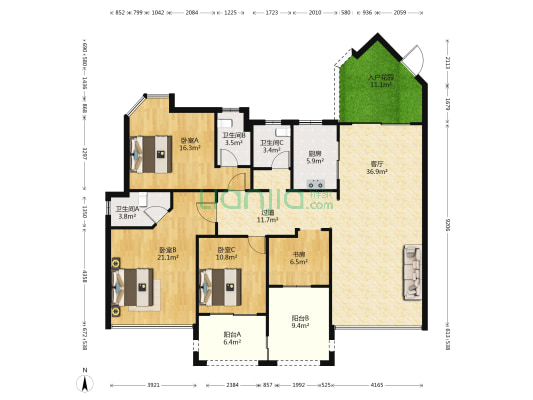 唯美嘉园 4室1厅3卫 161平方