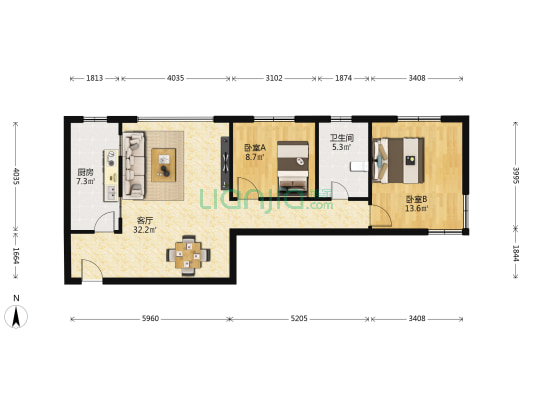 陇能家园A区 2室1厅1卫 92平方