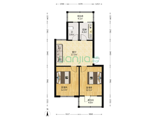 水利局家属楼 2室1厅1卫 78平方