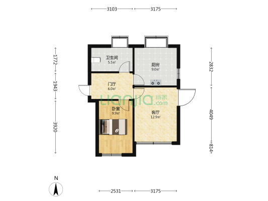 光新院 1室1厅1卫 53平方