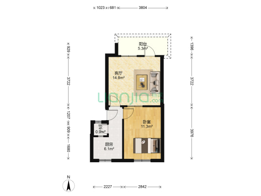 前进坡 1室1厅1卫 48平方