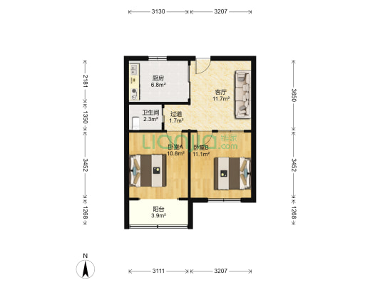 利津路32-40（双号） 2室1厅1卫 57平方
