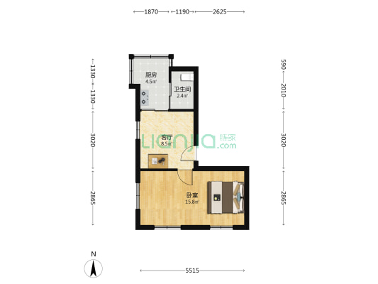 领上小区 1室1厅1卫 39平方