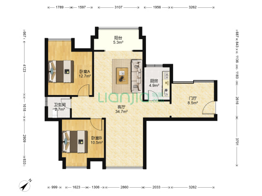 瑞升橡树林华府 2室1厅1卫 84平方