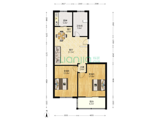 花苑小区 2室2厅1卫 92平方