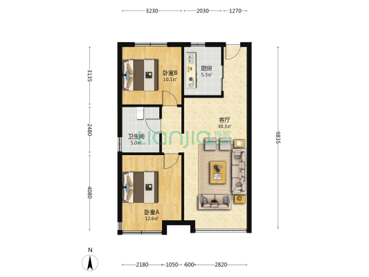 恒大悦龙台 2室1厅1卫 92平方