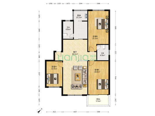 春厂街77号 3室1厅2卫 133平方