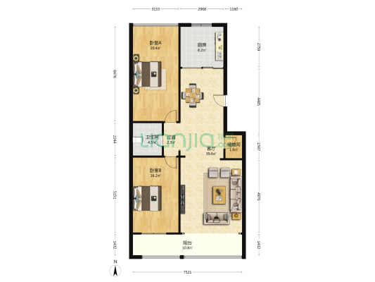 人社局家属院 2室1厅1卫 130平方