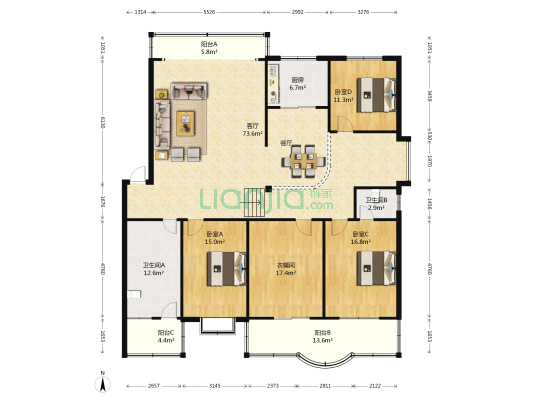 弘华园 3室1厅2卫 185平方
