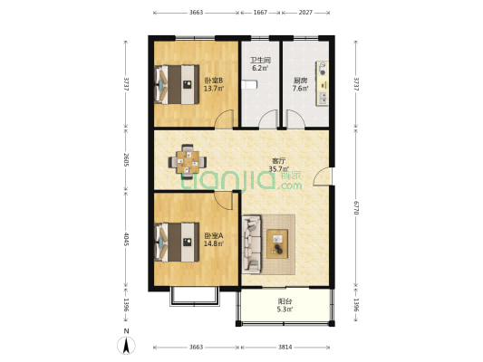 西苑新村 2室1厅1卫 102平方