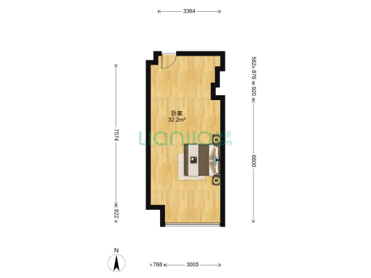 富力中心 1室0厅0卫 61平方
