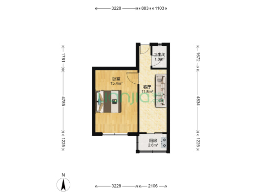 大江北里 1室1厅1卫 38平方