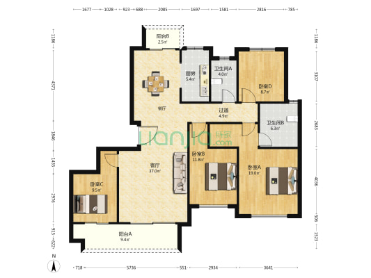 华润琨瑜府 4室1厅2卫 163平方