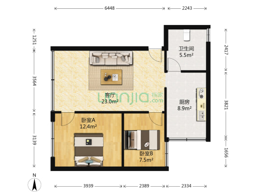 吴井路31号 2室1厅1卫 54平方