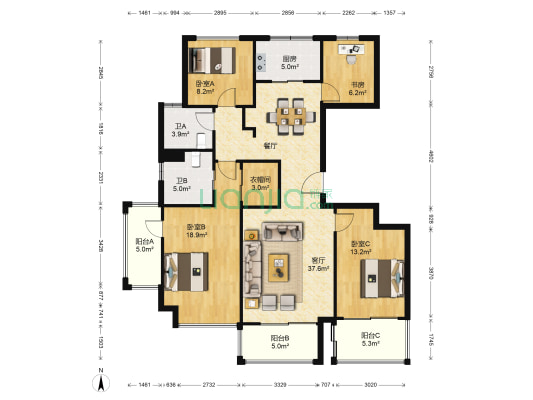 欢乐海岸一期 4室1厅2卫 138平方