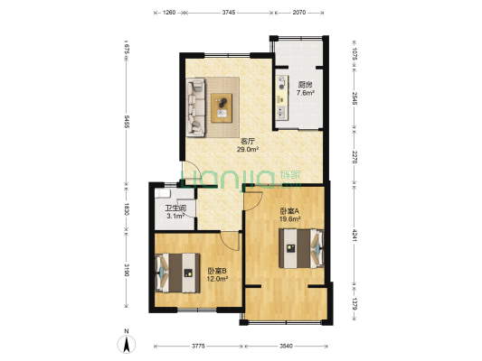 铁骑路49号 2室1厅1卫 88平方