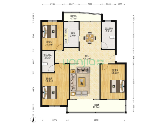官厅新村 3室1厅2卫 238平方