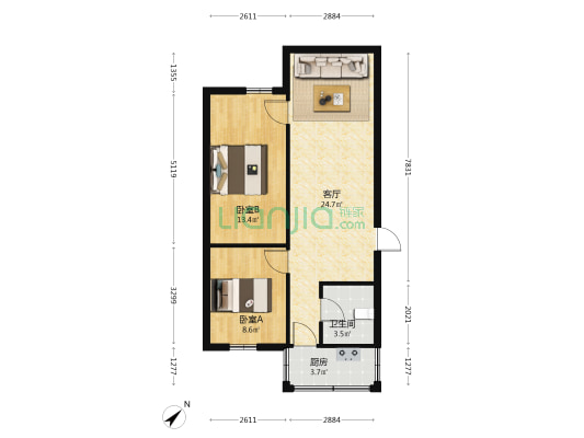 下角共建路 2室1厅1卫 62平方