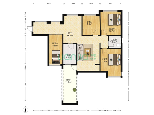 和佳广场 4室1厅1卫 88平方
